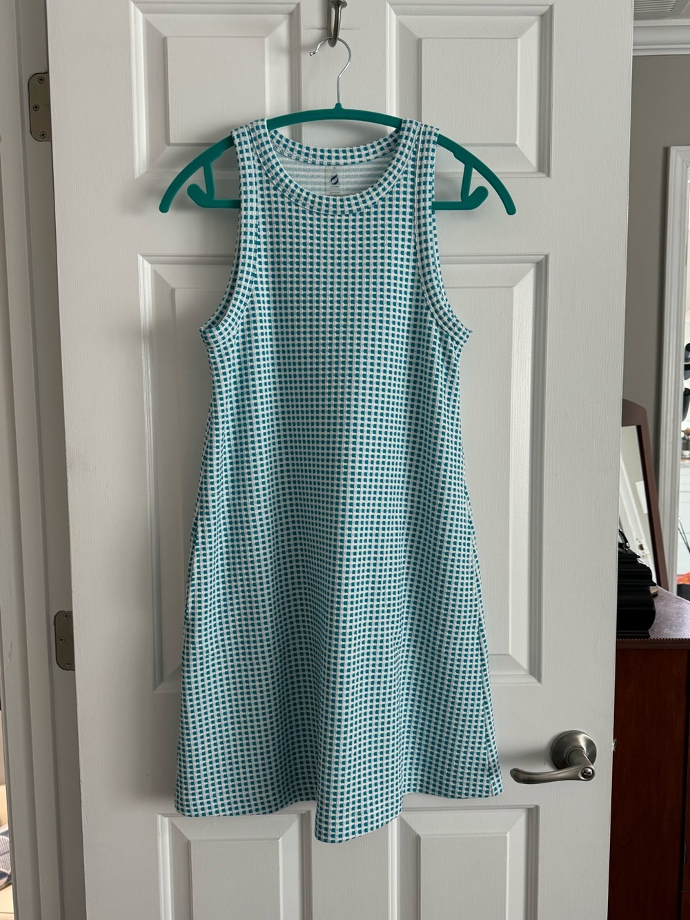 Lou & Grey Teal and White Gingham Dress